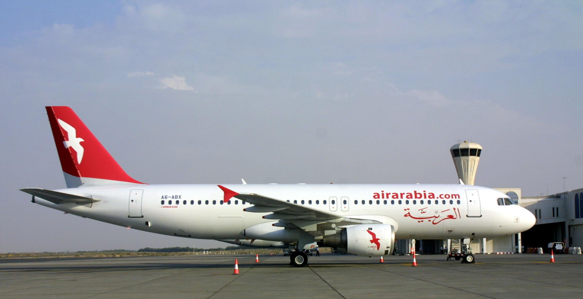  An Air Arabia Airbus 320 aeroplane at Sharjah airport, part of the United Arab Emirates (UAE).