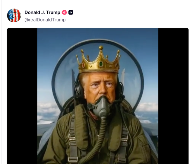 <p>Donald Trump mocked the No Kings protests on Saturday, sharing an AI-generated video of him bombing a demonstration</p>