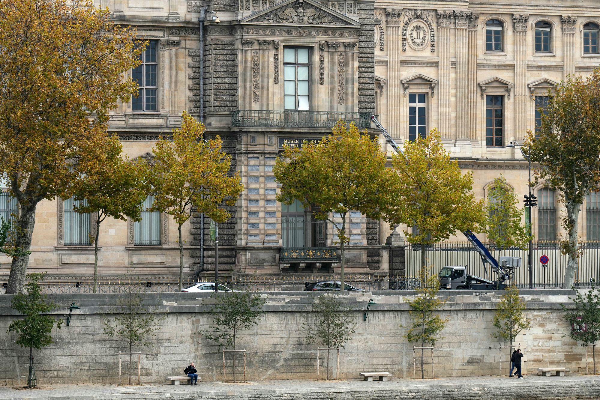 A cherry picker used by thieves at the Louvre Museum, Paris on October 19, 2025
