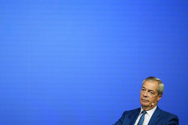 Reform UK leader Nigel Farage at Blockworks’ Digital Asset Summit: London. (James Manning/PA)