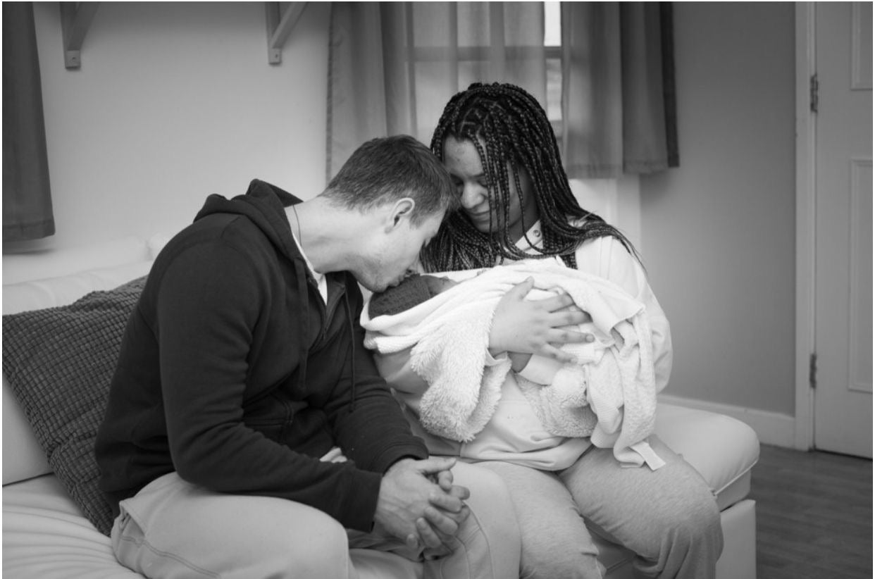 Lauren Caulfield and Arron Kilburn with their daughter Grace