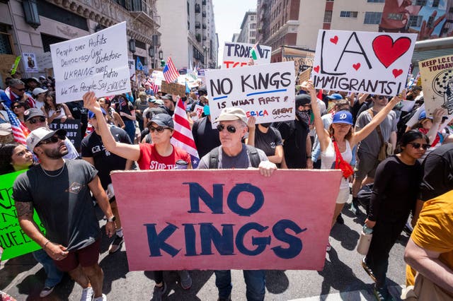 <p>Celebrities were among those joining in on the No Kings protests around the country</p>
