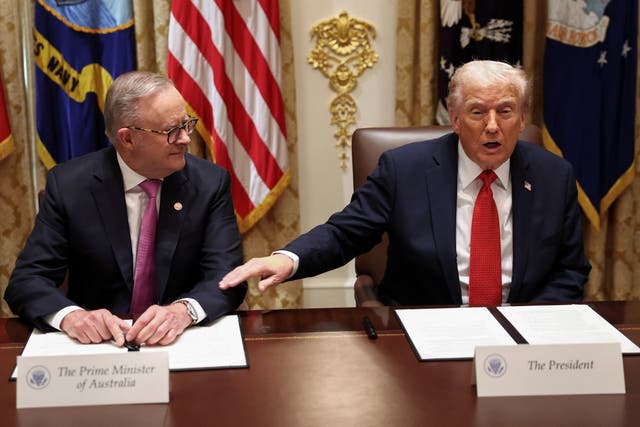 <p>President Donald Trump and Australian Prime Minister Anthony Albanese sign an agreement on rare earth and critical minerals</p>
