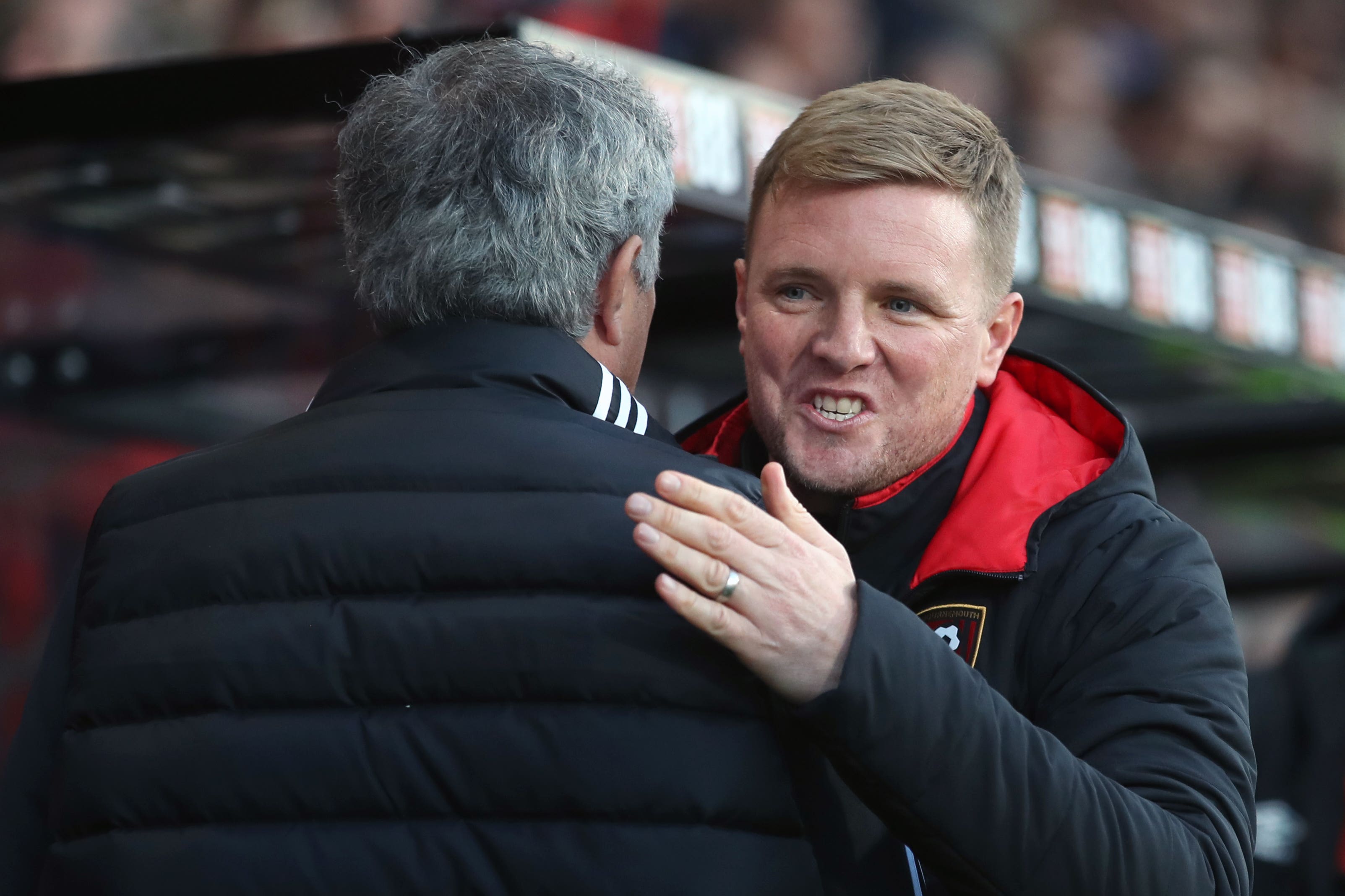 Eddie Howe, right, and Jose Mourinho shake hands (Adam Davy/PA)