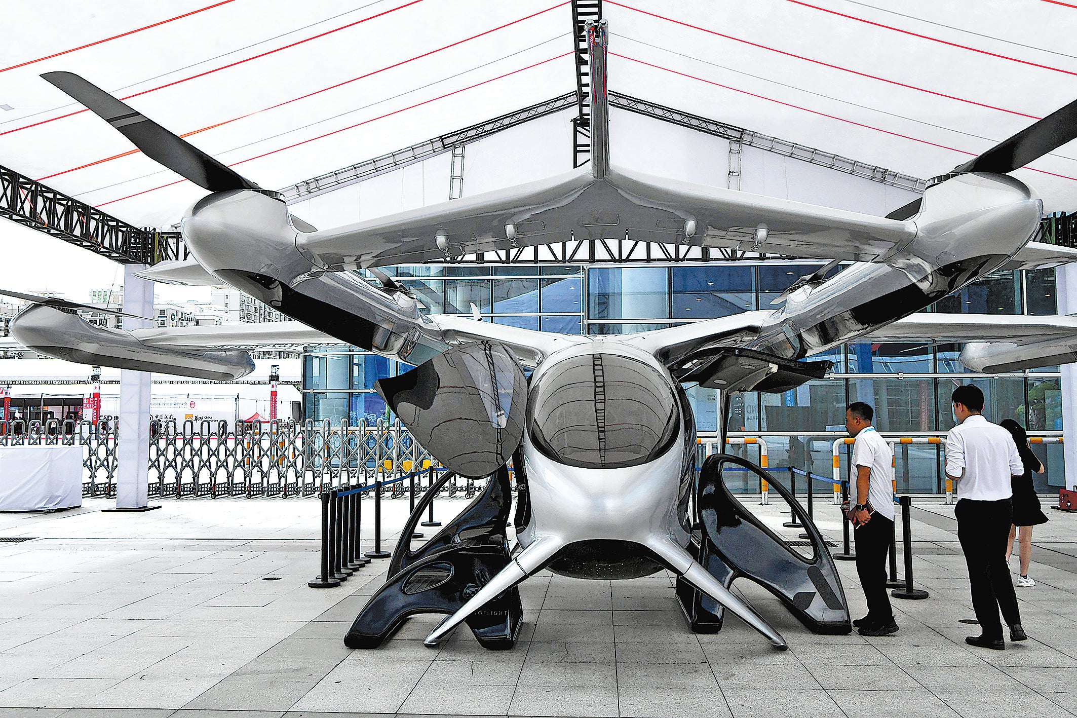 <p>A flying car on display during the China International Fair for Investment and Trade in Xiamen,  Fujian province, on 8 September</p>