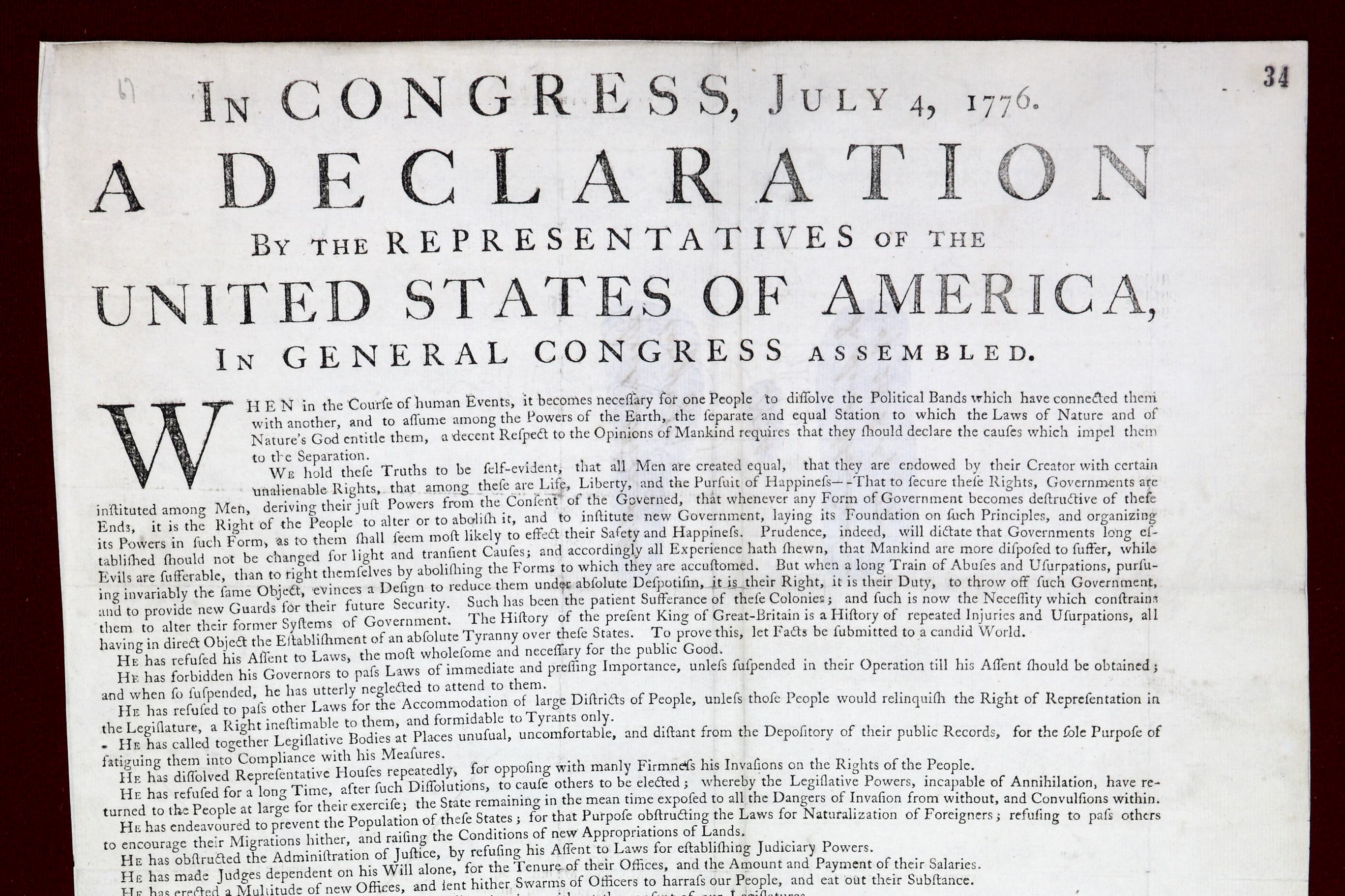 It is believed only around 200 Dunlap prints of the Declaration of Independence were made (Crown Copyright/The National Archives/PA)