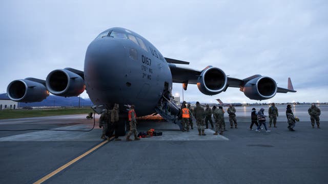 <p>C-17 Globemasters have landed at RAF bases in Suffolk and Gloucestershire (stock image)</p>