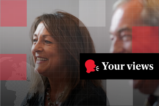 <p>Kent County Council leader Linden Kemkaran pictured with Reform UK leader Nigel Farage earlier this year
</p>