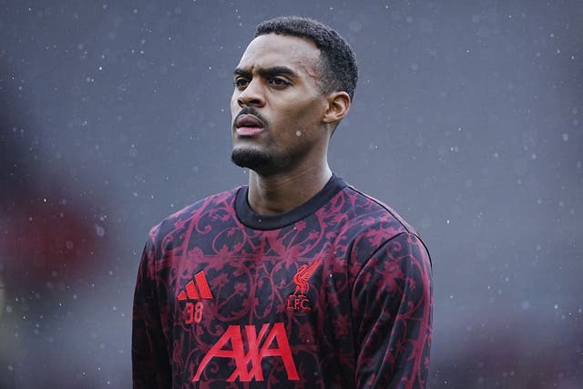 Ryan Gravenberch picked up an ankle knock against Manchester United on Sunday (Peter Byrne/PA)