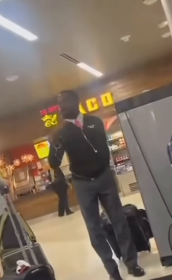 <p>The man can be seen shouting at the Southwest Airlines gate agent</p>