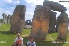 Footage shows moment Just Stop Oil protesters spray orange paint on Stonehenge, court hears