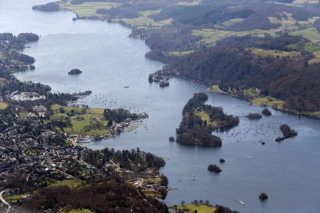 A aerial view of Windermere in the Lake District, Cumbria, which has seen many sewage overflow incidents. (Owen Humphreys/PA)