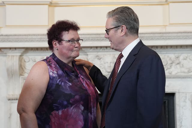 Prime Minister Sir Keir Starmer meets Claire Throssell at 10 Downing Street (Stefan Rousseau/PA)