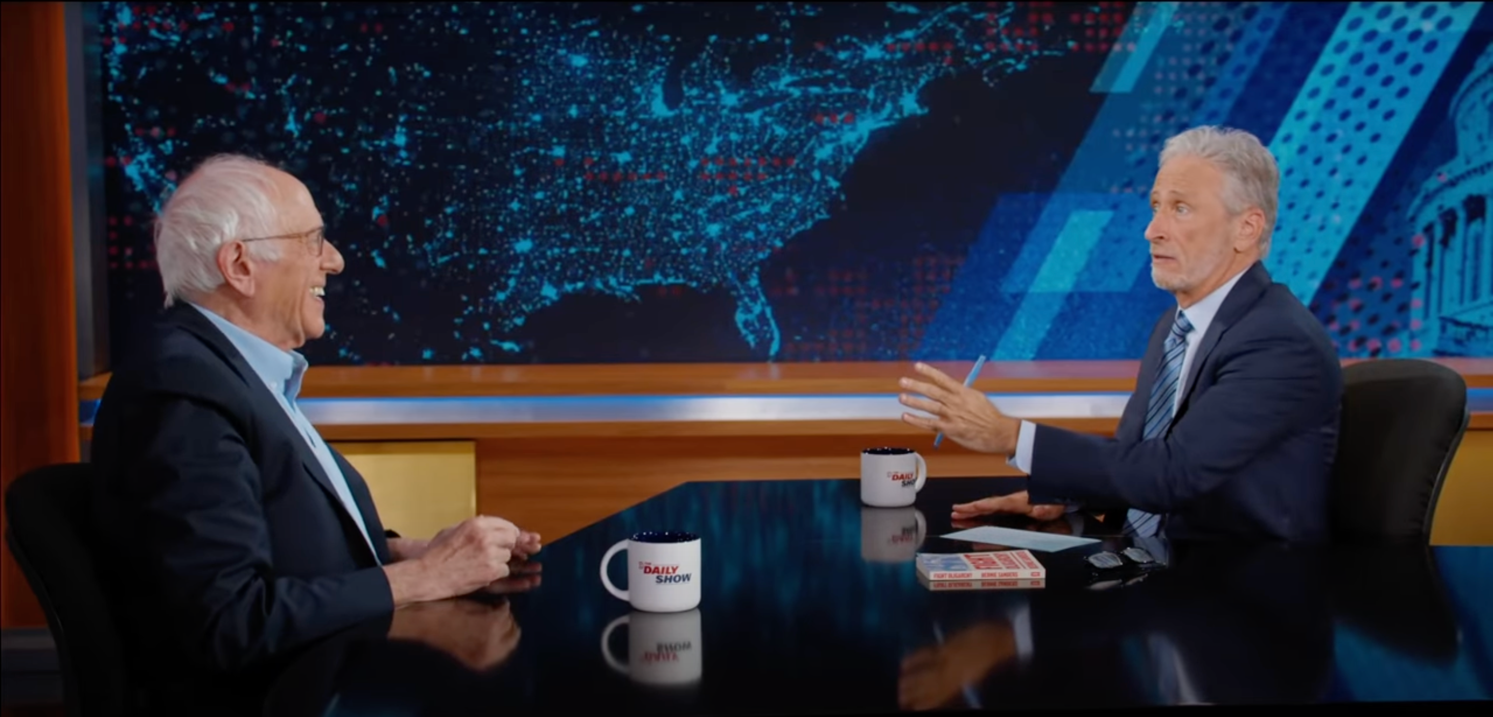 <p>Bernie Sanders appeared on Jon Stewart's The Daily Show and said that Democrats need to realise that Trump's popularity lies in acknowledging that the 'system is broken'</p>