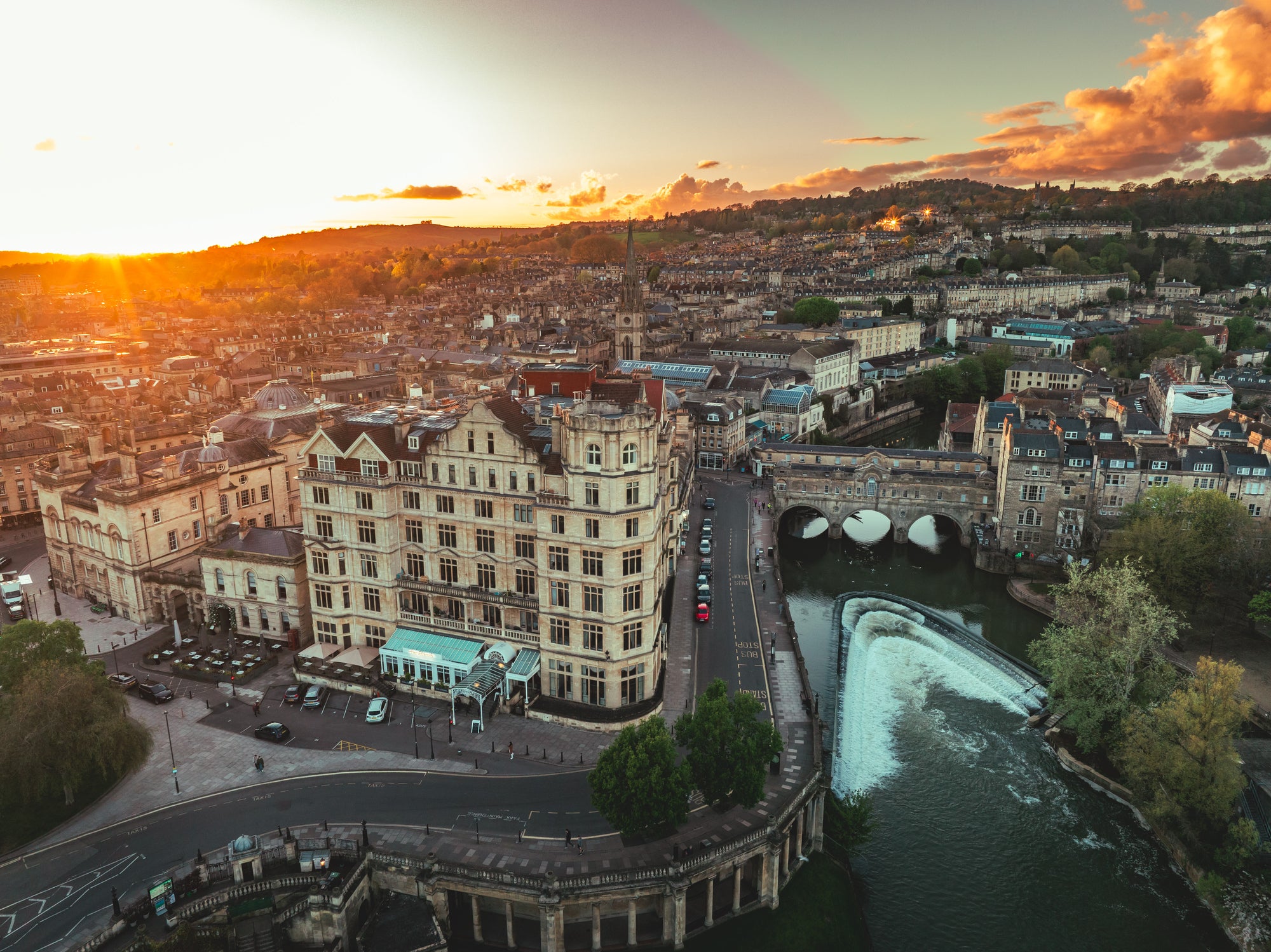 Wentworth House Hotel is located 15 minutes outside of Bath city centre, which is pictured here