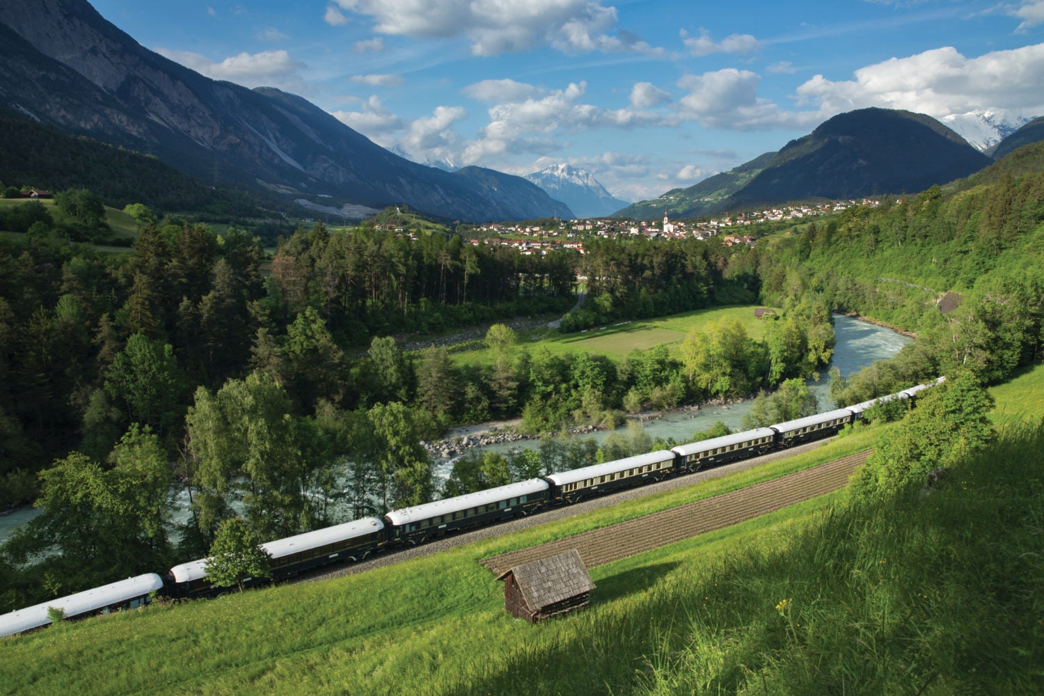 Venice Simplon-Orient-Express near Roppen on the Tyrol Pass in Austria