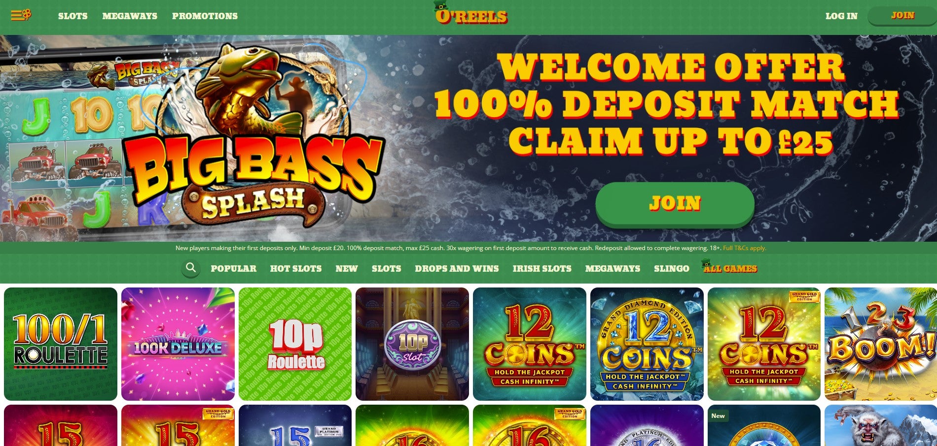 The O'Reels welcome offer is not the strongest, but they make up for that in other areas