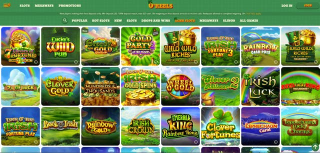 <p>O'Reels Casino even has an entire section dedicated to Irish-themed slots</p>
