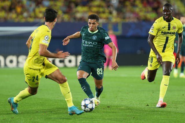 Rico Lewis excelled as Manchester City beat Villarreal in the Champions League (Alberto Salz/AP)