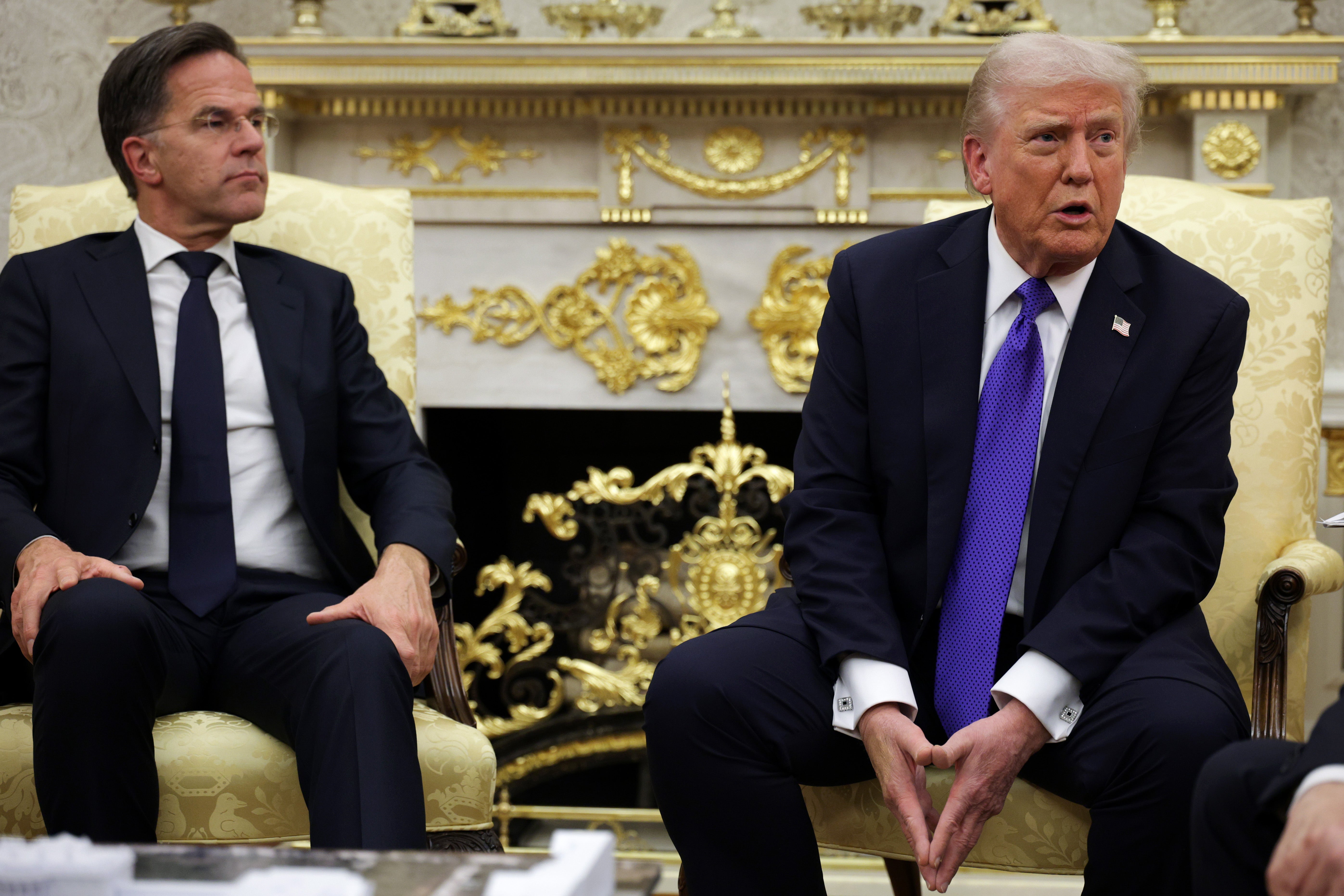 Donald Trump was joined by NATO Secretary General Mark Rutte in the Oval Office Wednesday