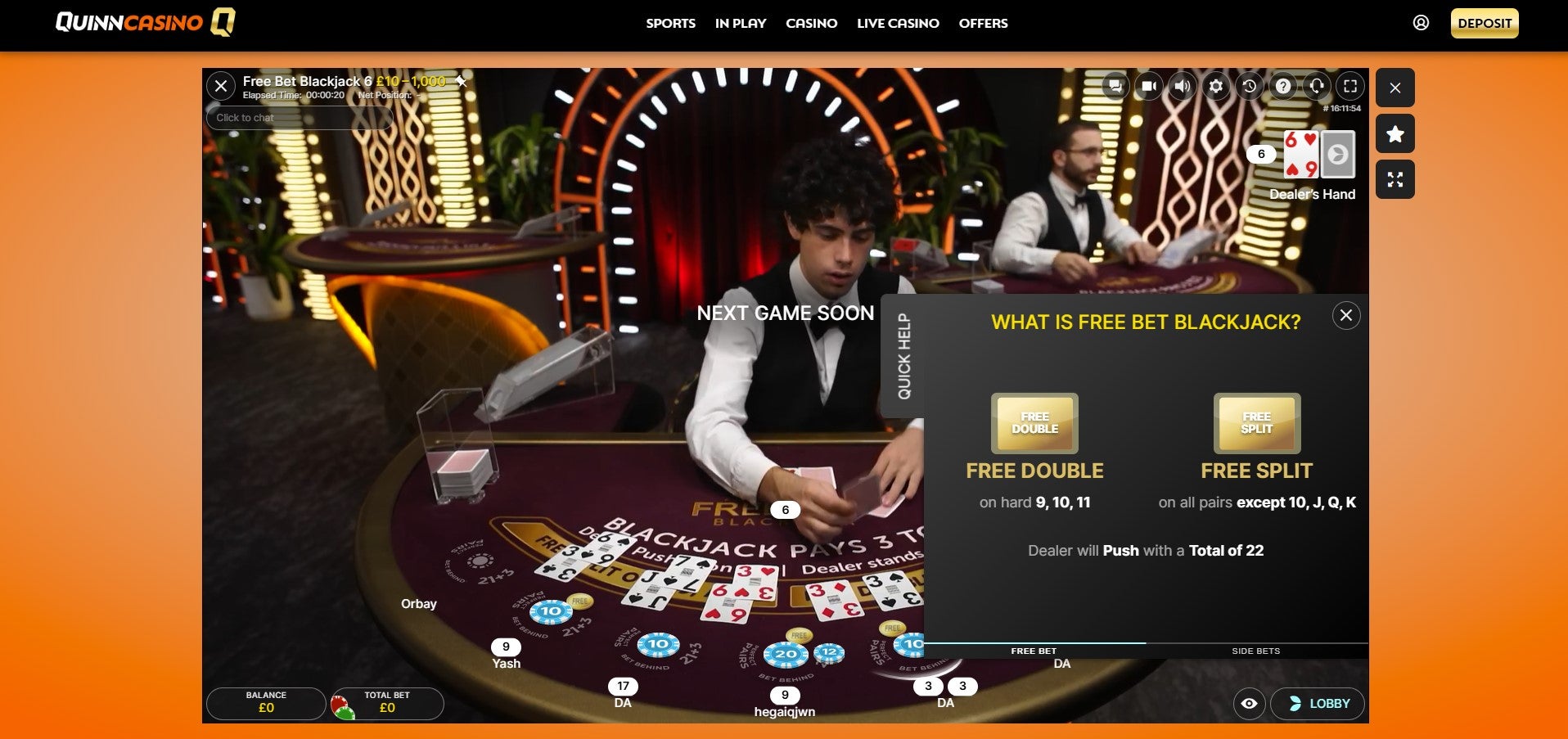 QuinnCasino Blackjack Mobile Promos