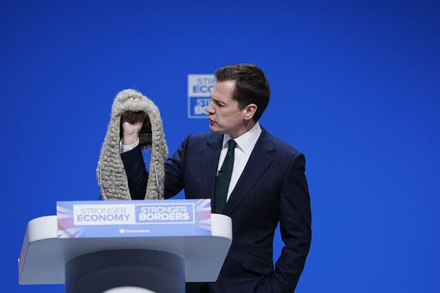 Shadow justice secretary Robert Jenrick attacked judges during his speech at the Tory conference (Peter Byrne/PA)