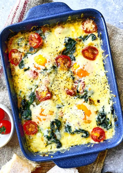Spinach adds a hit of antioxidants to this baked brunch, helping lungs and mood weather the winter air