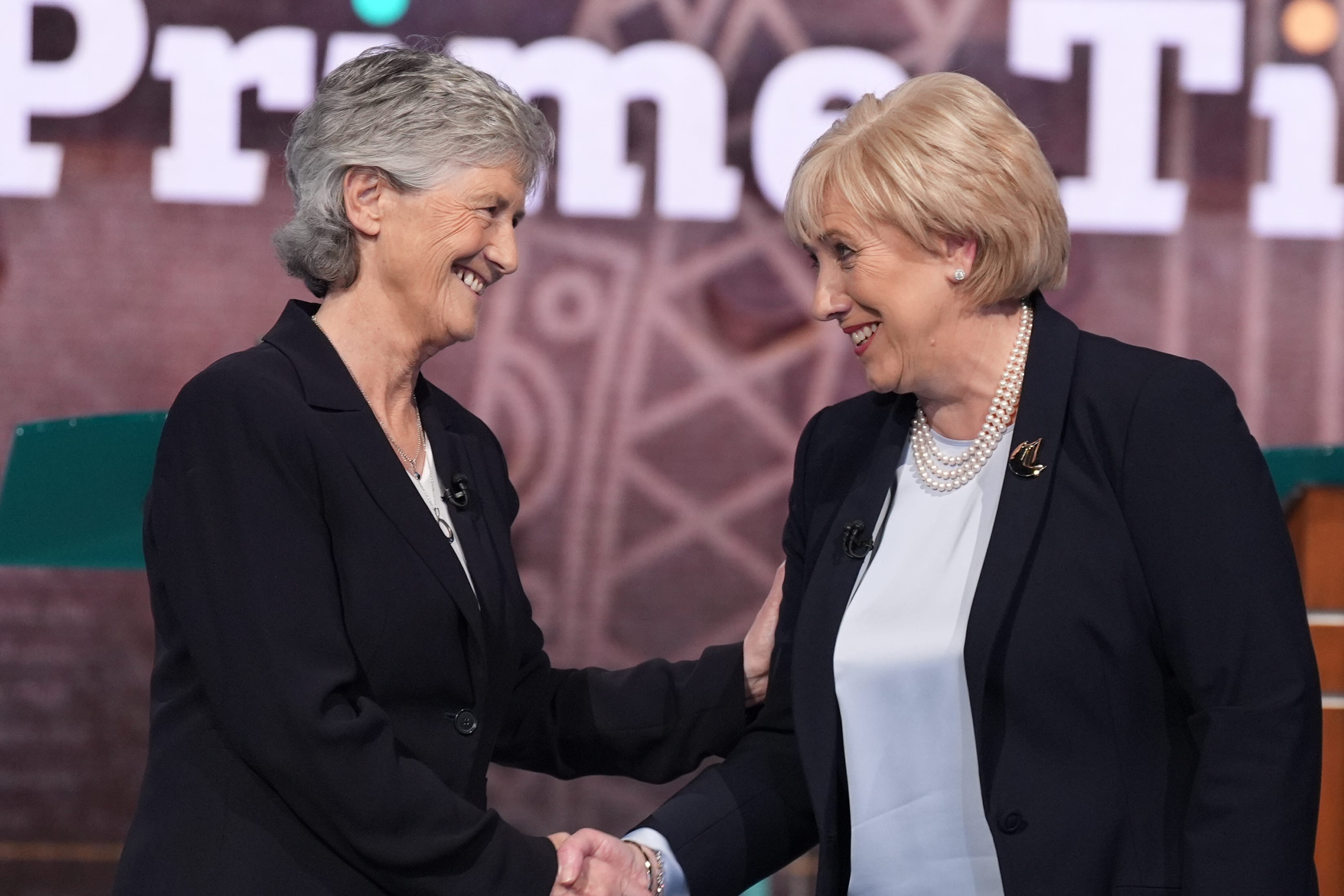 <p>Independent candidate Catherine Connolly and Fine Gael candidate Heather Humphreys</p>