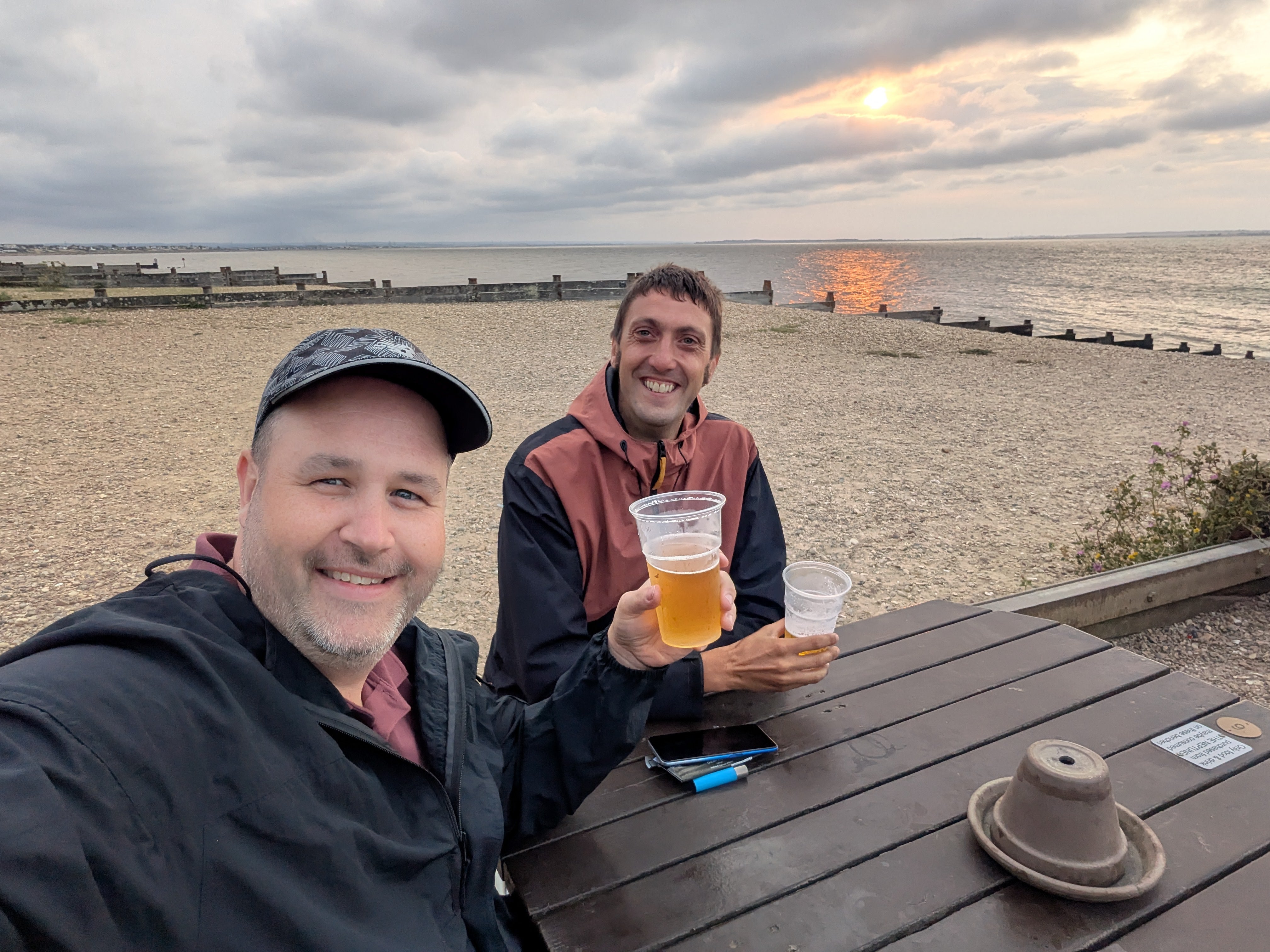 Mat with his friend Ben, after walking the coast from Margate to Whitstable