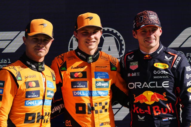 Hamilton warned Norris and Piastri about “cut-throat” Verstappen (Bradley Collyer/PA)