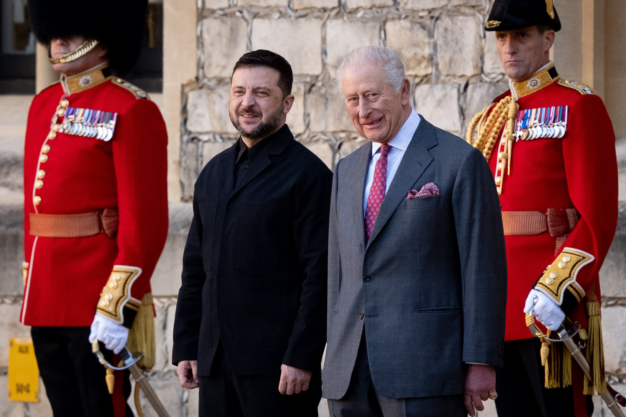 Mr Zelensky got a ceremonial welcome at Windsor Castle for a meeting with King Charles