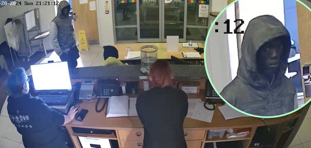 <p>CCTV from Walsall’s Park Inn Hotel alleged to show Deng Chol Majek staring at Rhiannon Whyte (left) and a female colleague less than an hour before Whyte was stabbed at the town’s Bescot Stadium railway station</p>