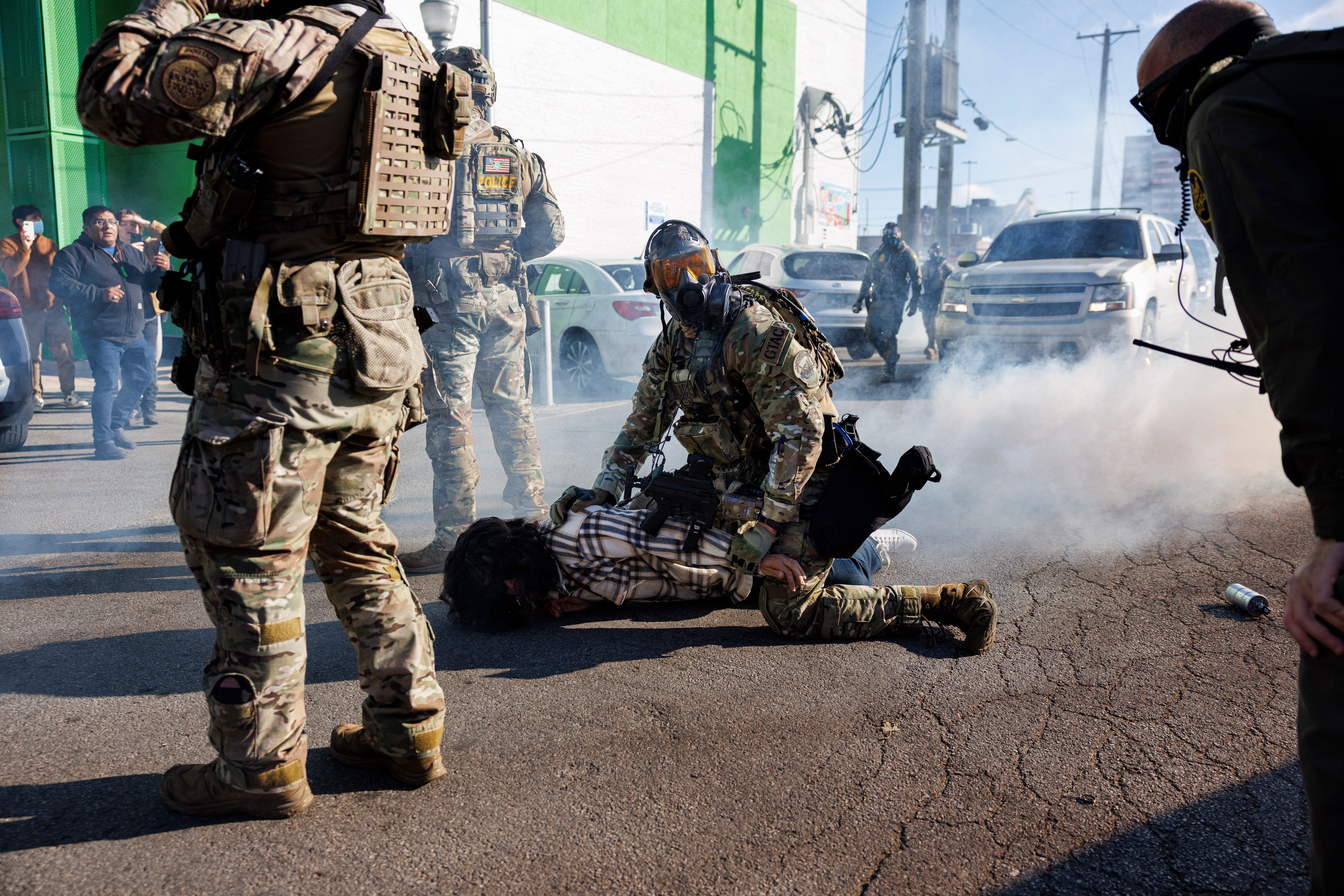 <p>Federal agents ‘assaulted’ teenagers during a second day of protests in the Little Village neighborhood of Chicago, according to city officials and protesters</p>