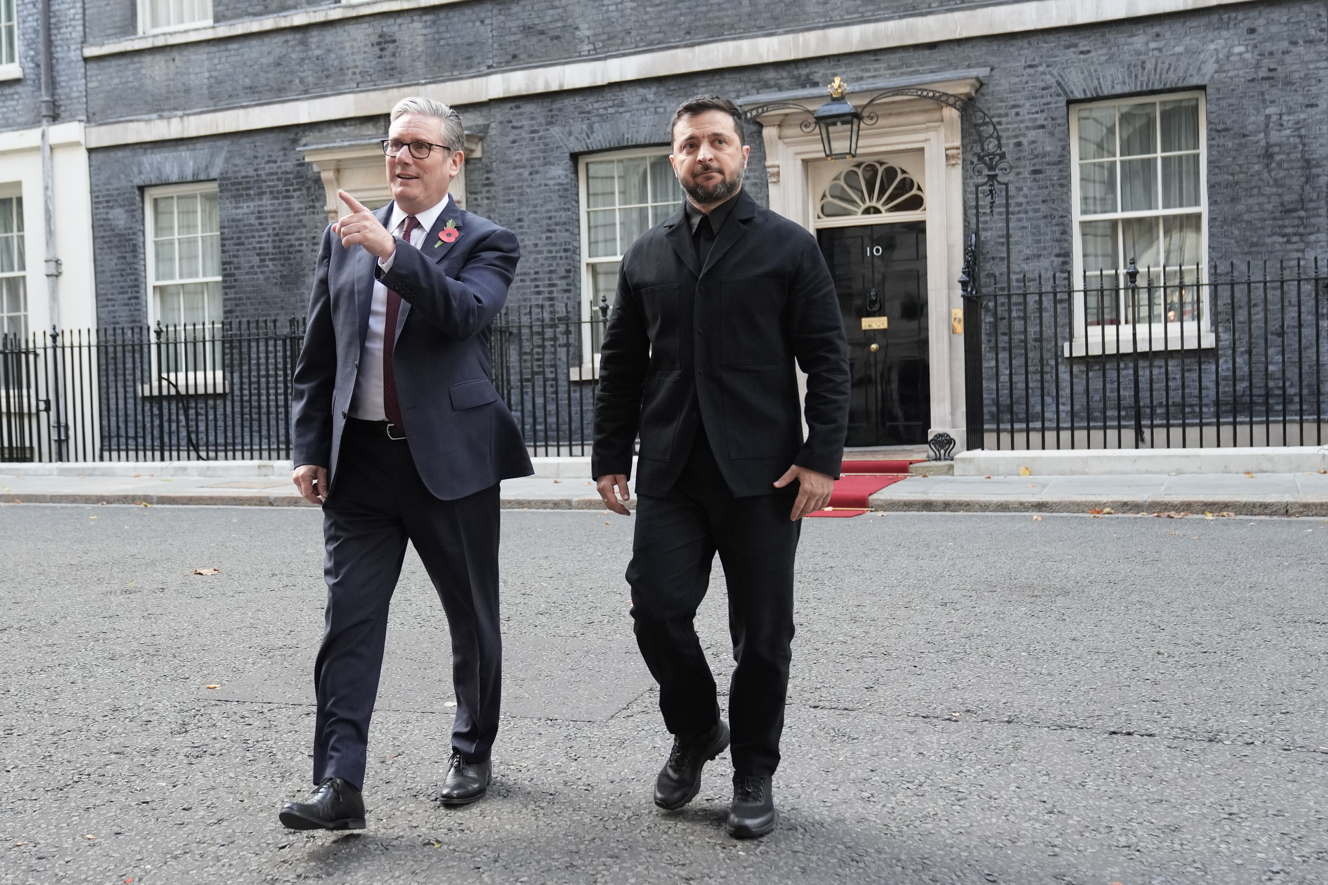 Prime Minister Sir Keir Starmer, left, meets Ukrainian President Volodymyr Zelensky at Number 10 on October 24.