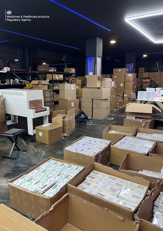 <p>Officers from the medicines regulator the MHRA have seized tens of thousands of illicit weight-loss jabs from a warehouse in Northampton</p>