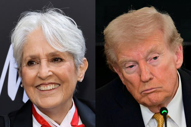 <p>Joan Baez and Donald Trump</p>