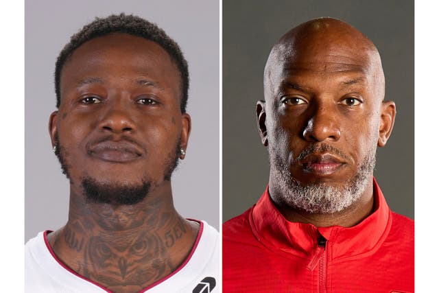 <p>People are placing bets of their own after Miami Heat guard Terry Rozier (left) and Portland Trail Blazers head coach Chauncey Billups (right) were among dozens charged in a sprawling federal investigation into illegal gambling.</p>