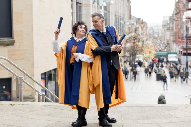 Deacon Blue’s Ricky Ross and Lorraine McIntosh have been honoured by the Open University (Kathryn Tuckerman/PA)