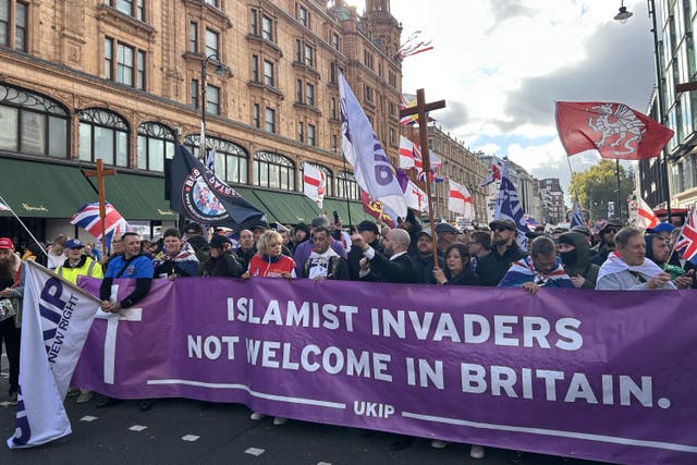 People take part in a march in Knightsbridge (Sam Hall/PA)