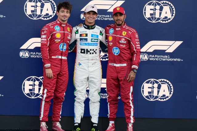 Hamilton (right) plans to be aggressive at the opening corner (AP Photo/Fernando Llano)