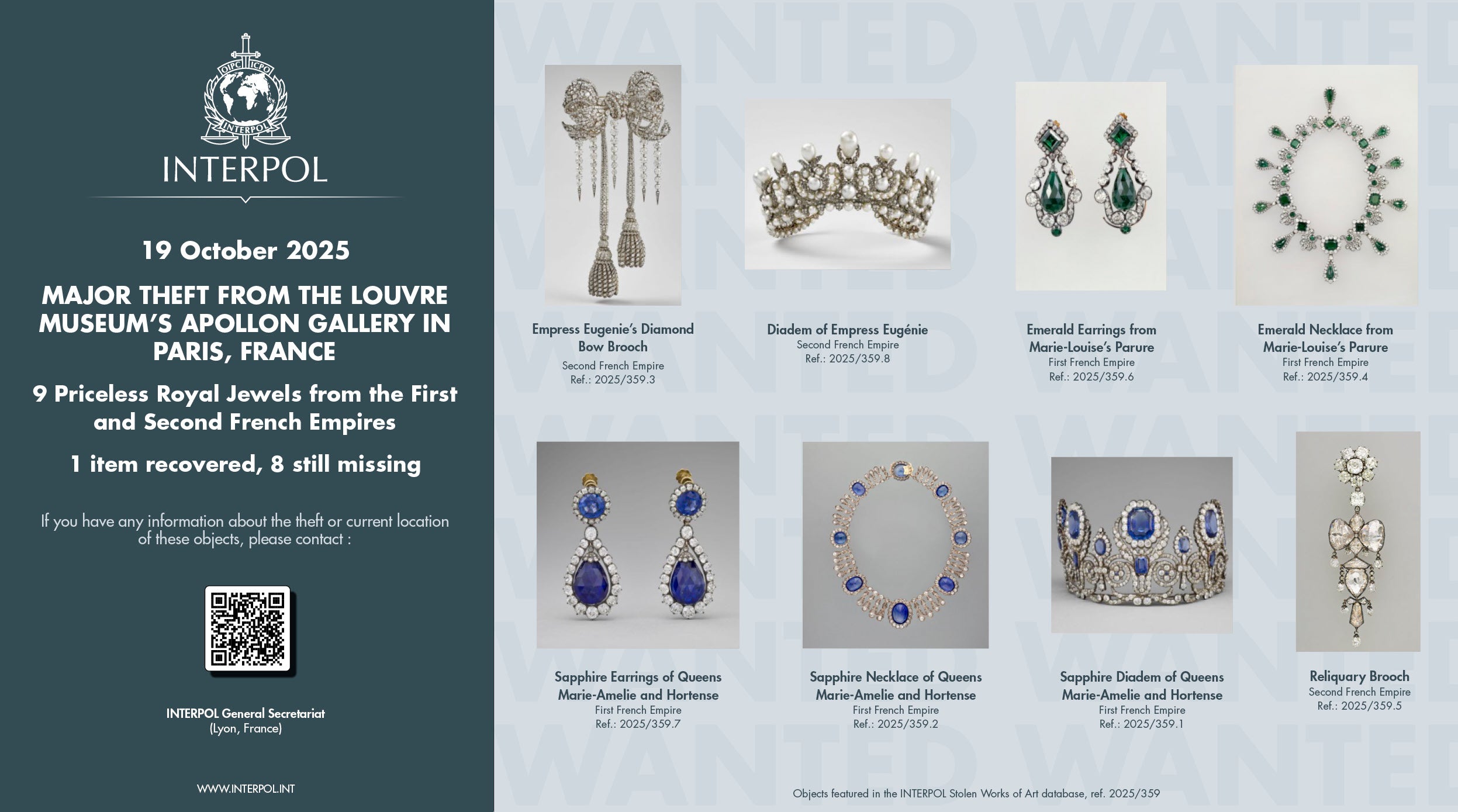 Interpol reveals the jewels stolen