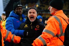 Jorgen Strand Larsen and Vitor Pereira clash with Wolves fans in heated exchange after Burnley defeat
