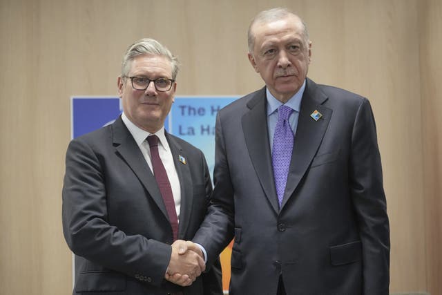 Turkish President Recep Tayyip Erdogan will meet Sir Keir Starmer in Ankara (Kin Cheung/PA)