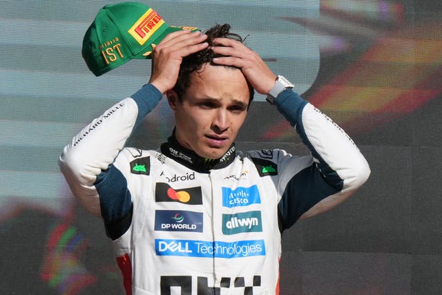 <p>Lando Norris leads the championship by a single point (AP Photo/Fernando Llano)</p>