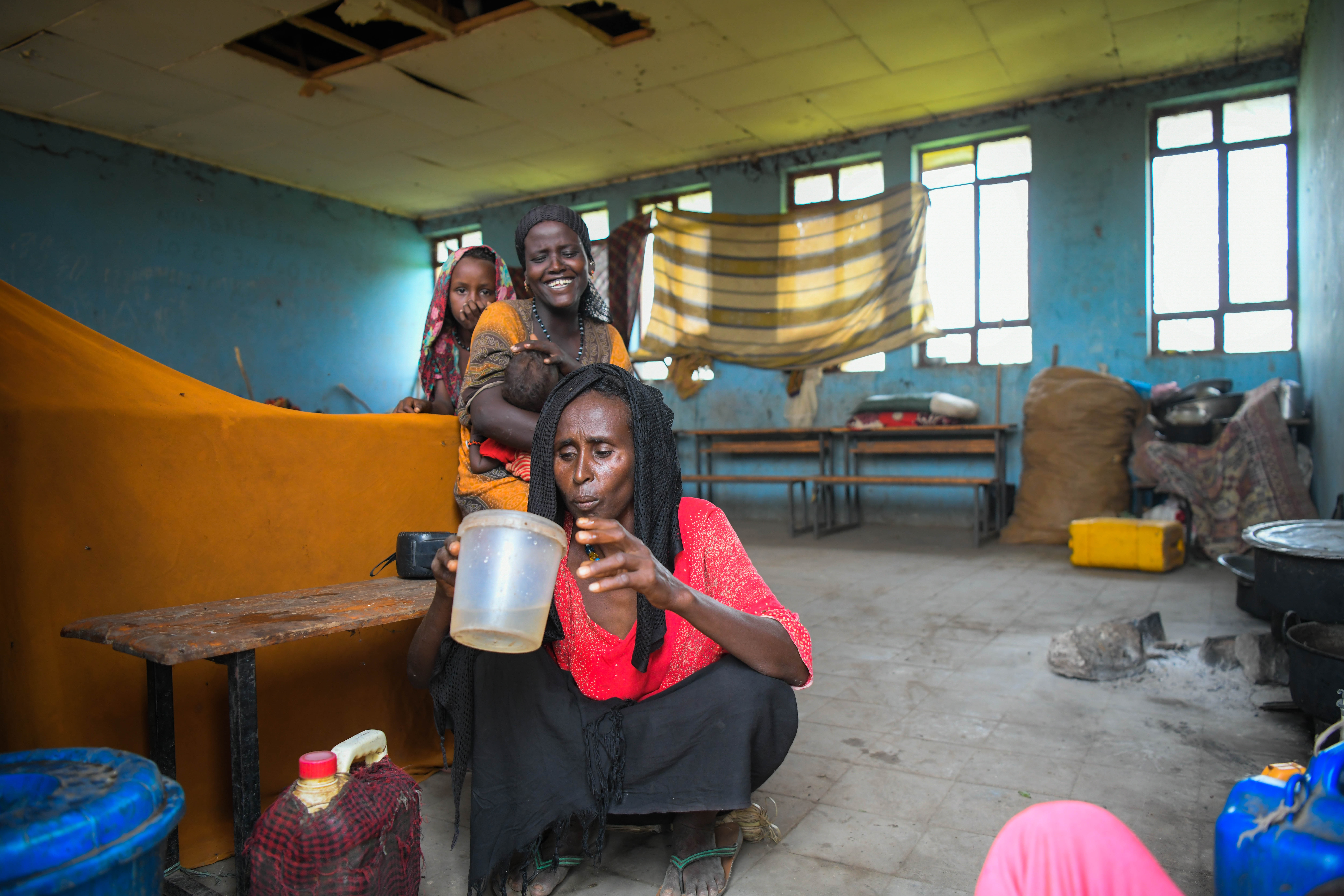 The residents of Egle have been forced to live in an overcrowded school building