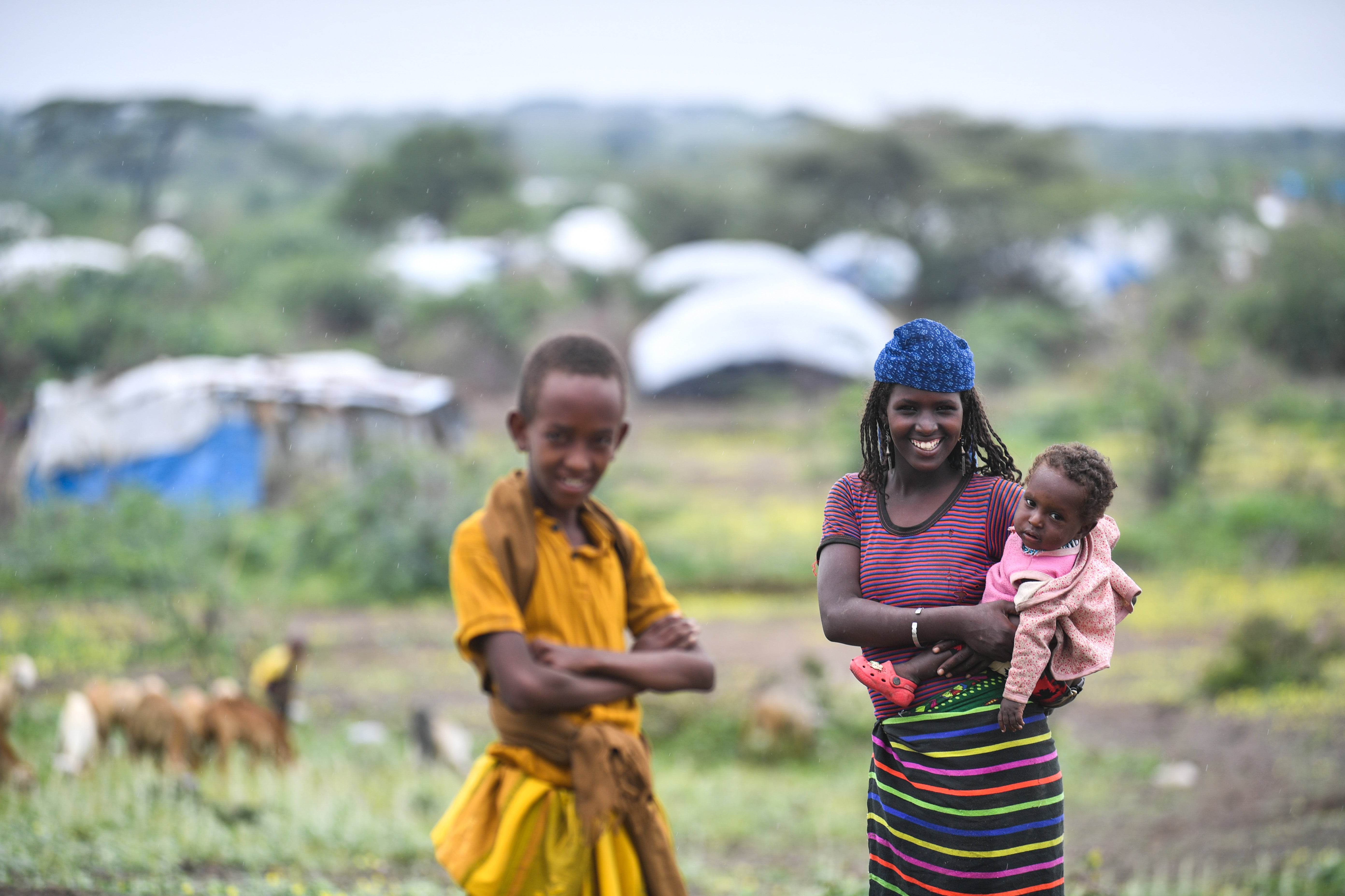 The villagers no longer have access to a local health service, while food is also a growing concern. Pictured is the Internally Displaced Persons (IDP) camp housing the residents of Kebena