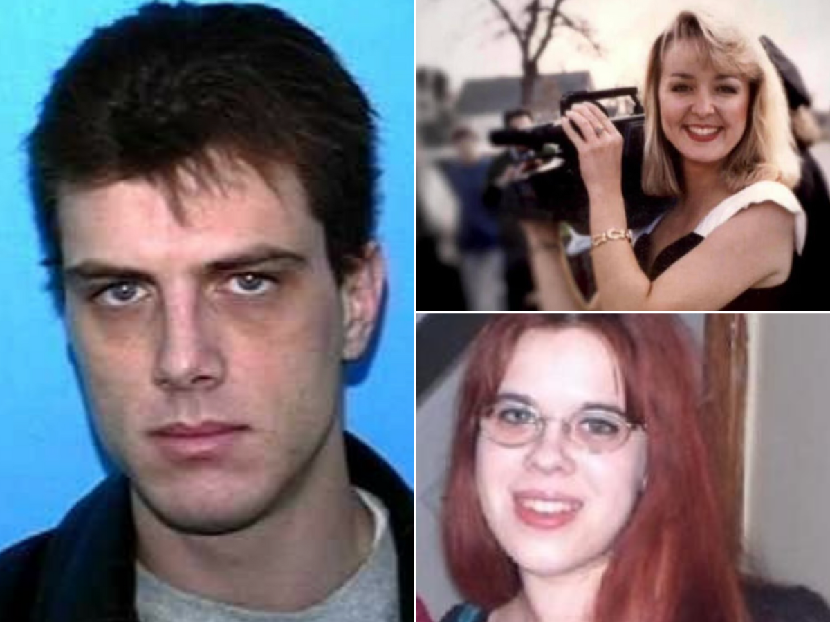 <p>Christopher Revak (left), a person of interest in the disappearance of Jodi Huisentruit (top right), is responsible for the 2006 murder of Deidre Harm (bottom right), police say</p>
