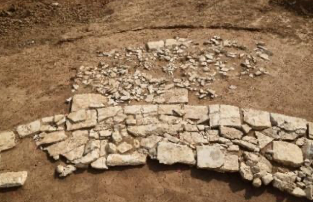 <p>Section of stone wall unearthed in Bavaria</p>