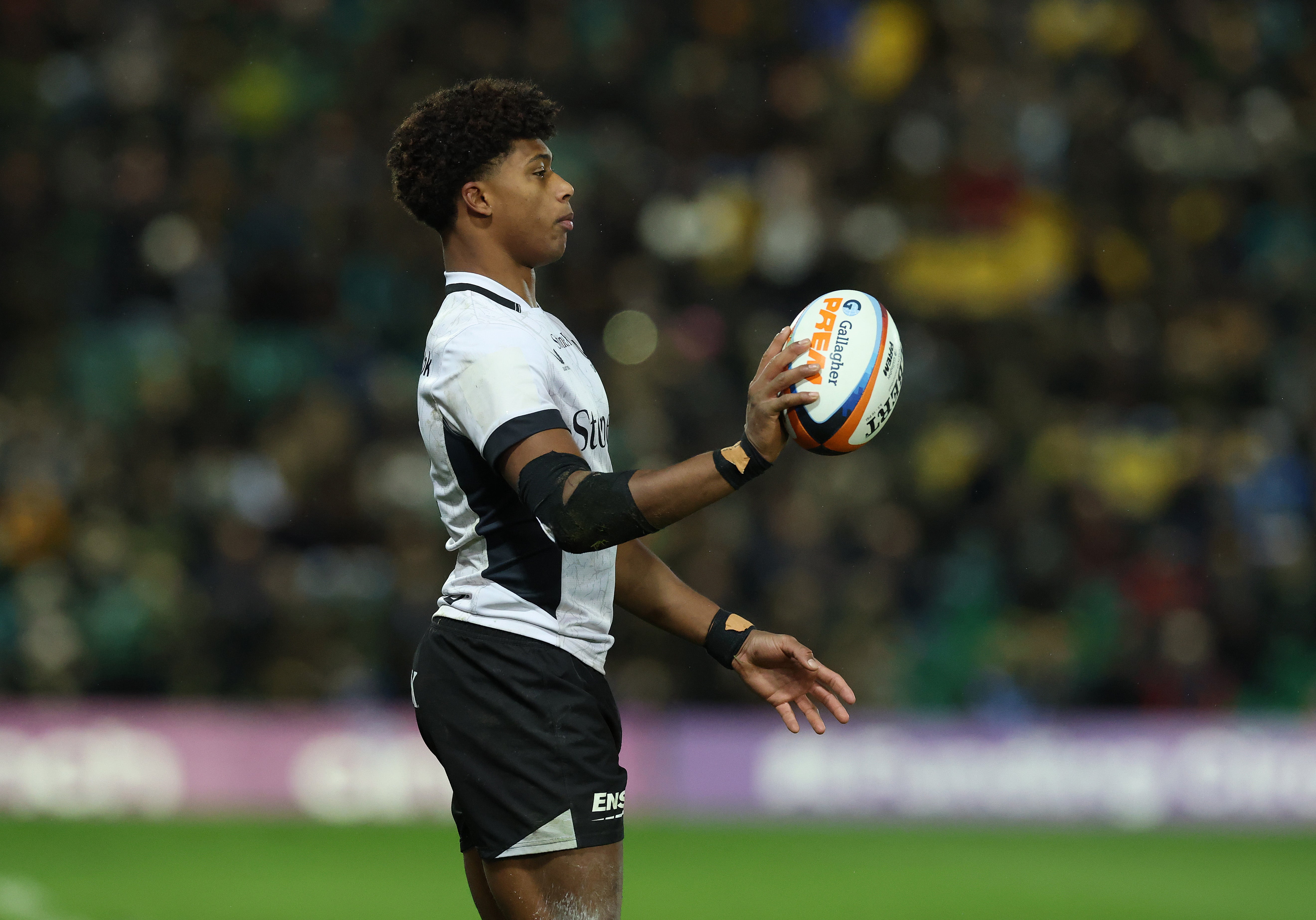 <p>Noah Caluori between Northampton Saints and Saracens </p>