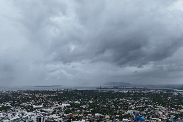 Clouds cover Kingston, Jamaica, ahead of the forecast arrival of Hurricane Melissa (Matias Delacroix/AP/PA)